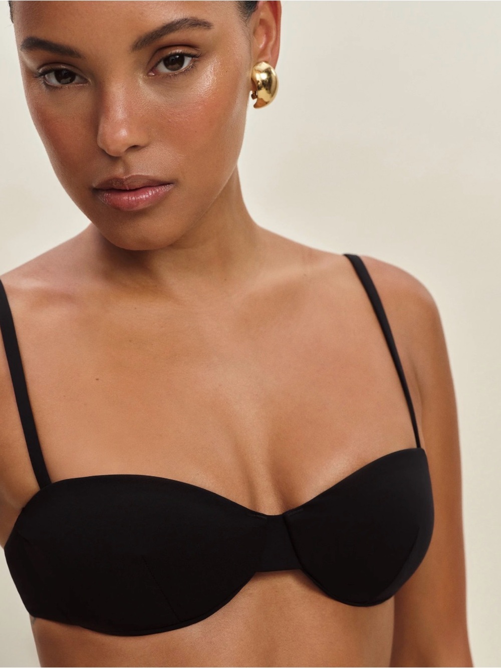 Reformation Makena Bikini Top Black - Size S